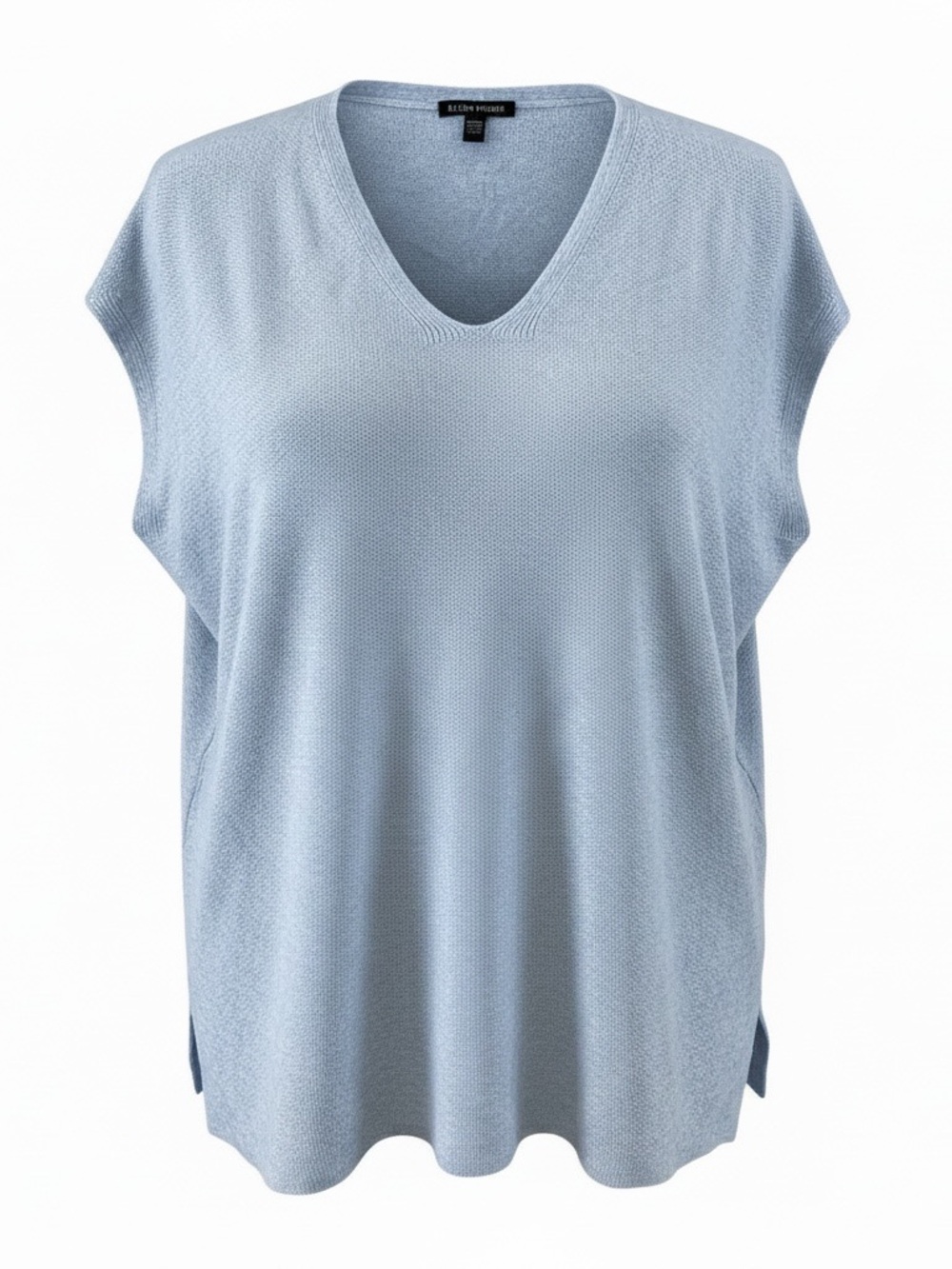 Eileen Fisher Organic Linen Cotton Knit Sweater Top Large Soft Blue V-Neck Tank
